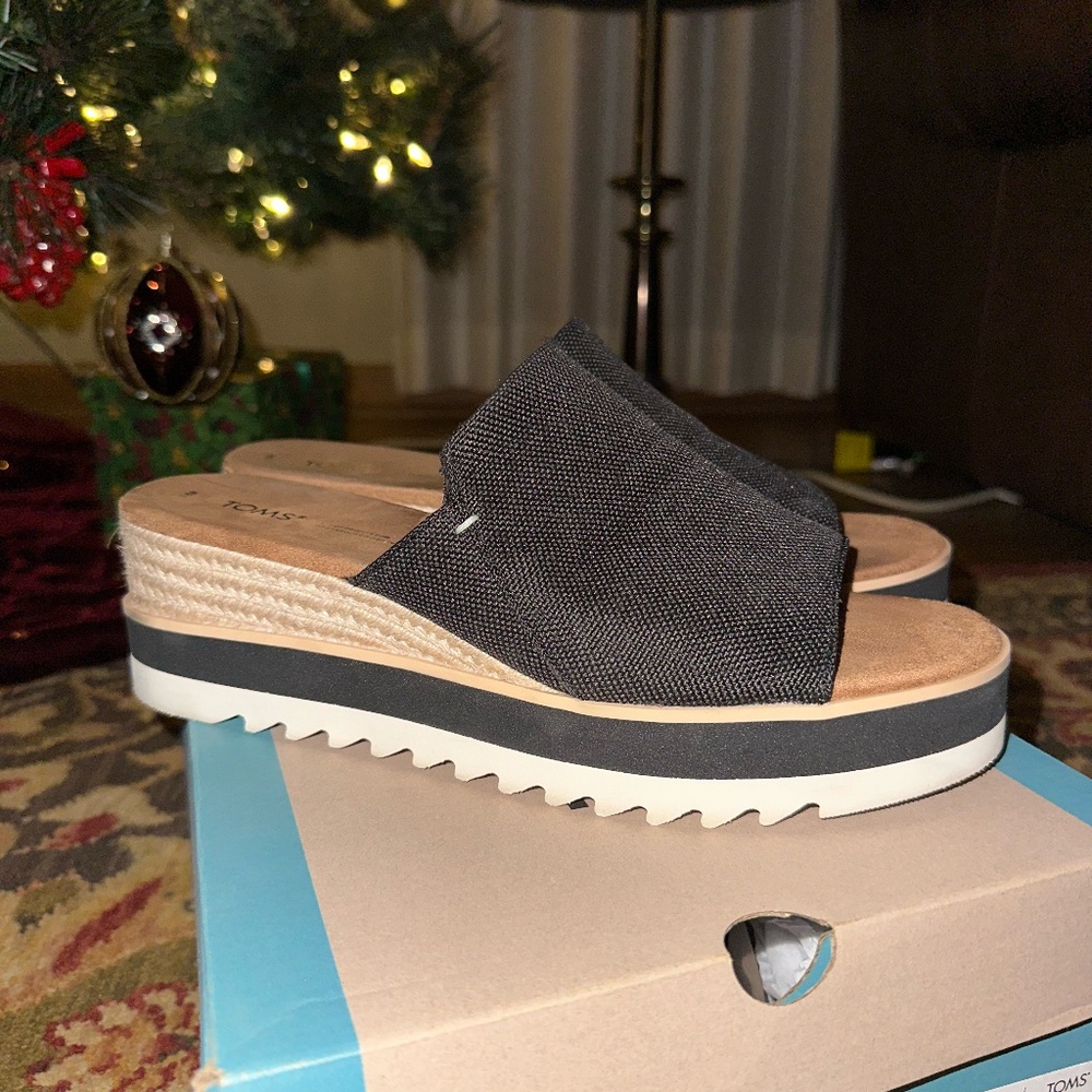 Diana Mule Black Heavy Canvas Slides